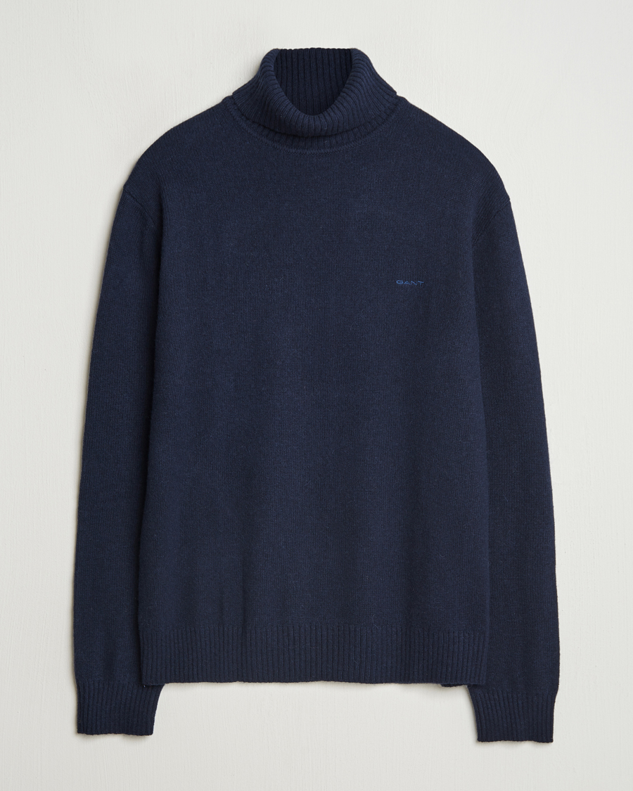 Herren | Pullover | GANT | Knitted Wool Turtleneck Evening Blue
