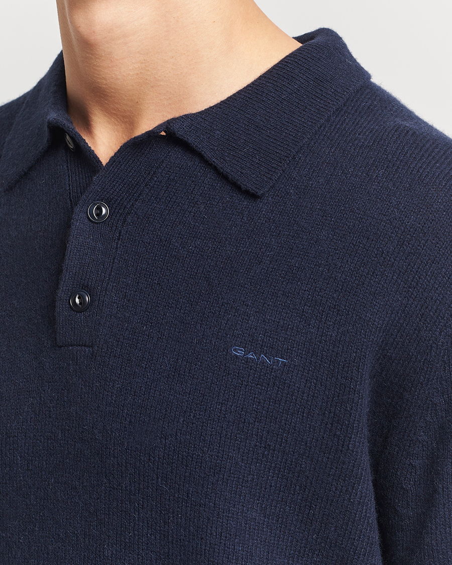 Herren | Pullover | GANT | Knitted Wool Polo Evening Blue