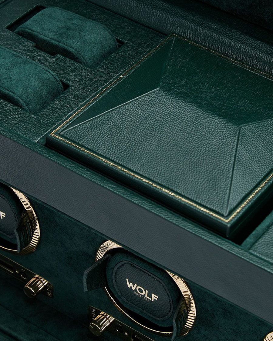 Herren | WOLF British Racing Triple Watch Winder With Storage Green | WOLF | British Racing Triple Watch Winder With Storage Green