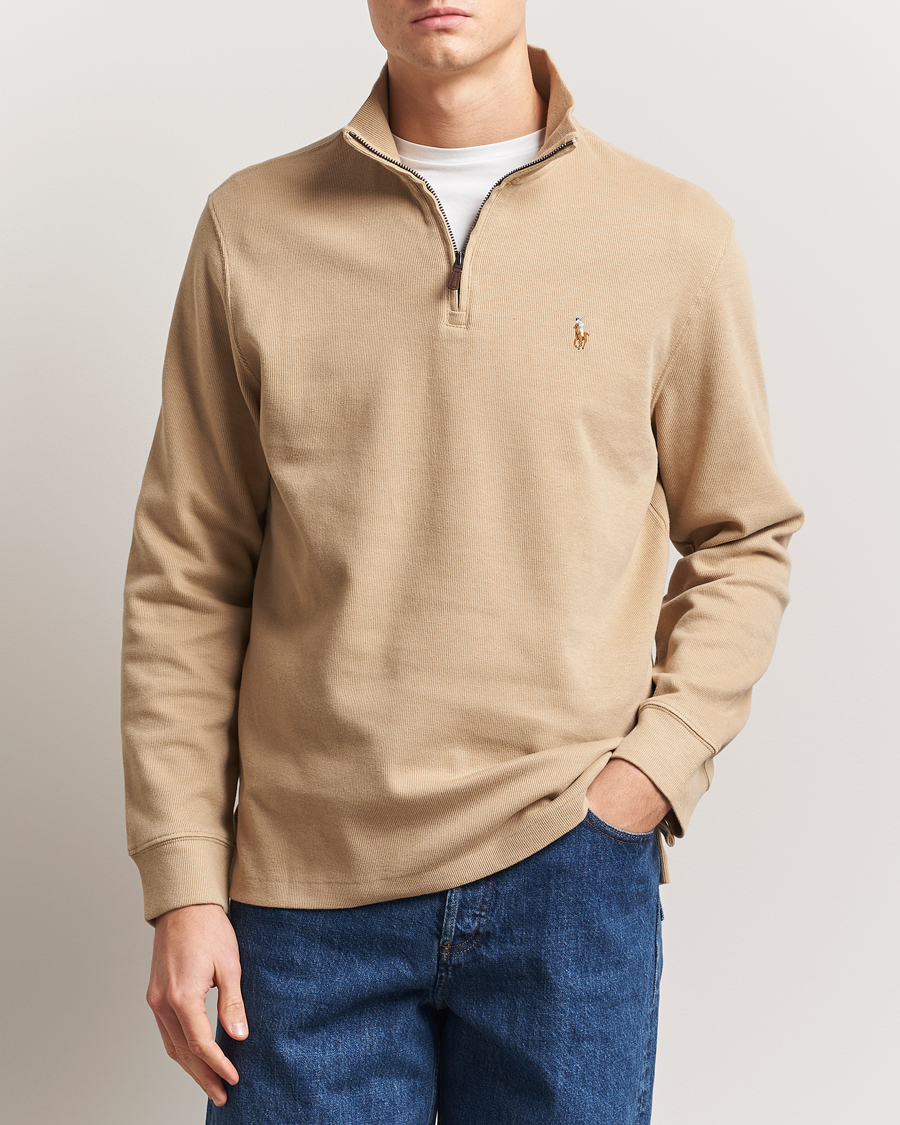Herren | Pullover | Polo Ralph Lauren | Double Knit Jaquard Half Zip Sweater Coastal Beige
