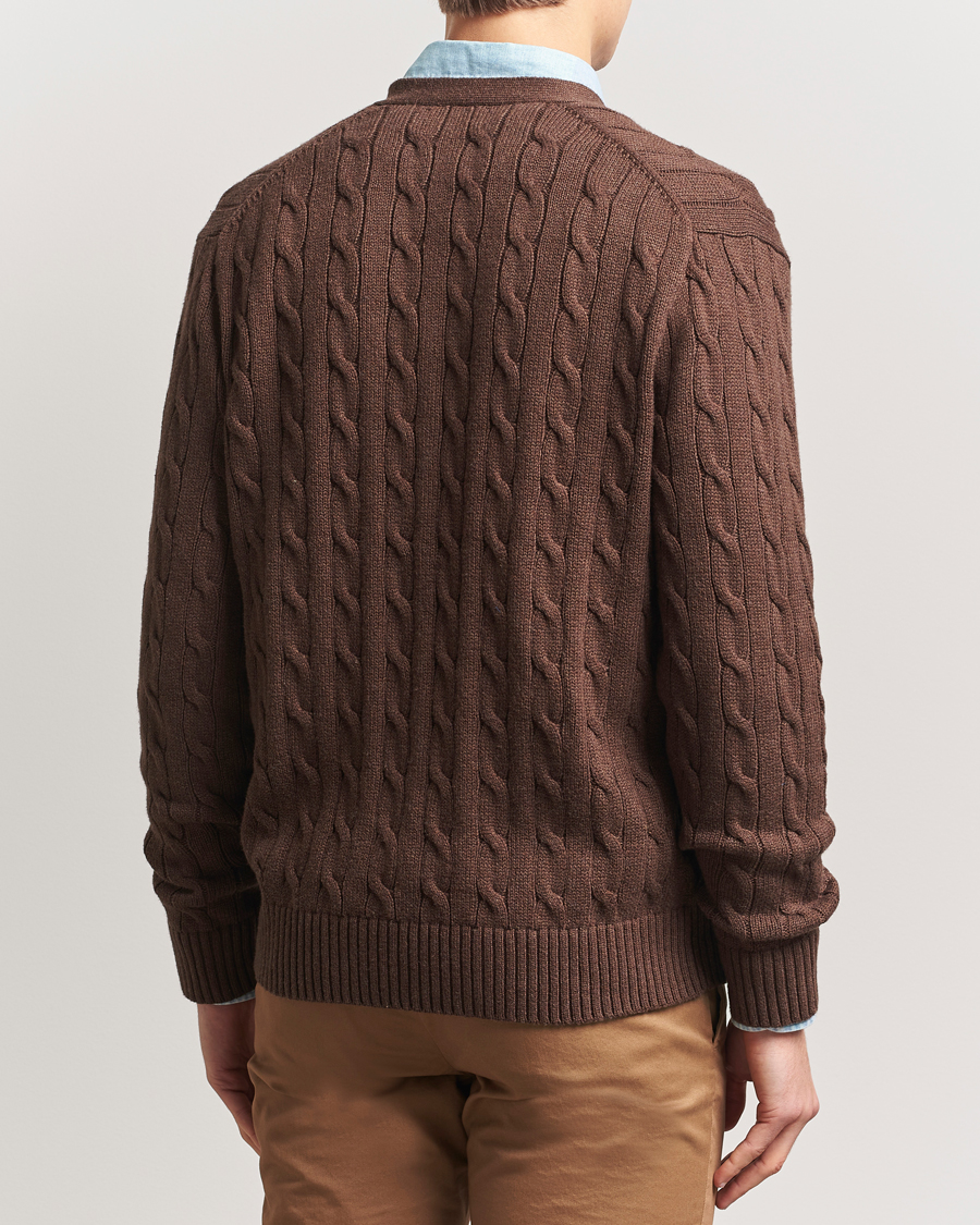Herren | Pullover | Polo Ralph Lauren | Cotton Cable Cardigan Dark Roast Melange