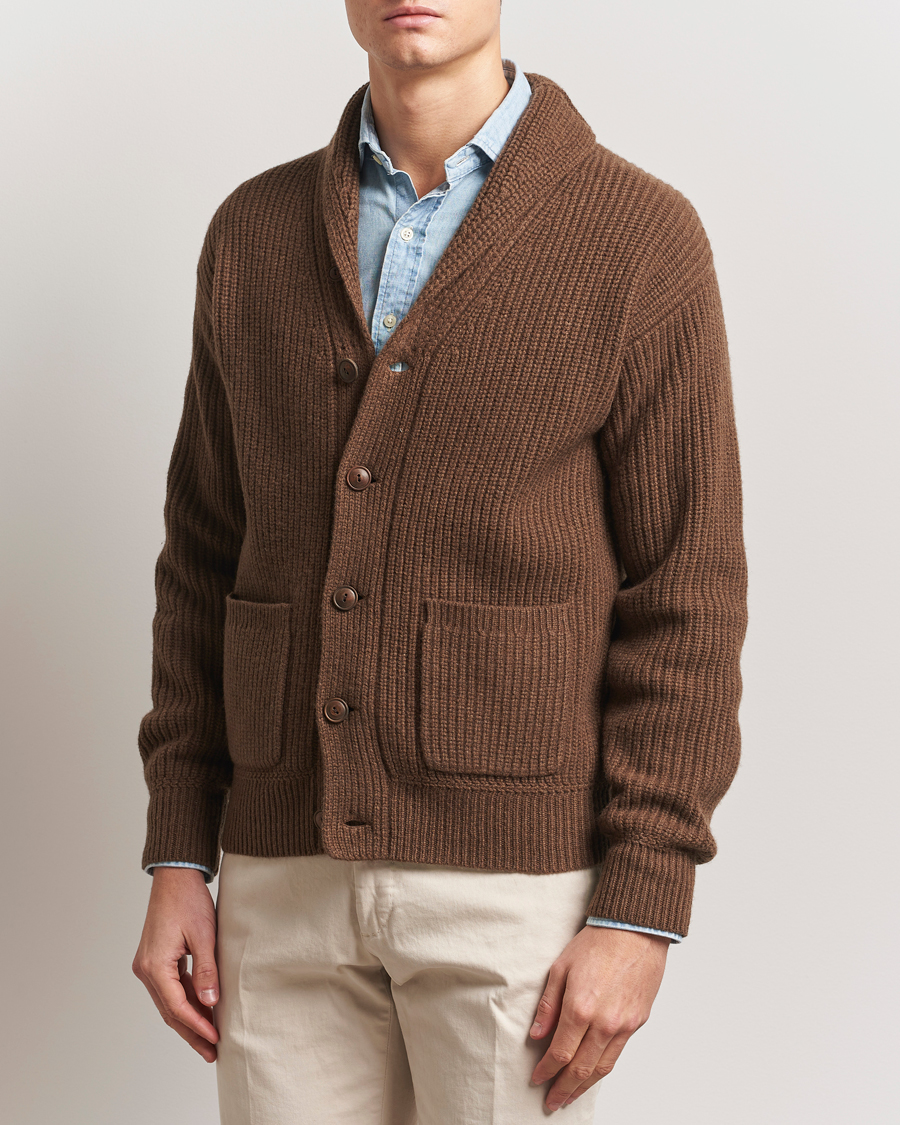 Herren | Pullover | Polo Ralph Lauren | Wool/Cashmere Cardigan Dark Roast Melange