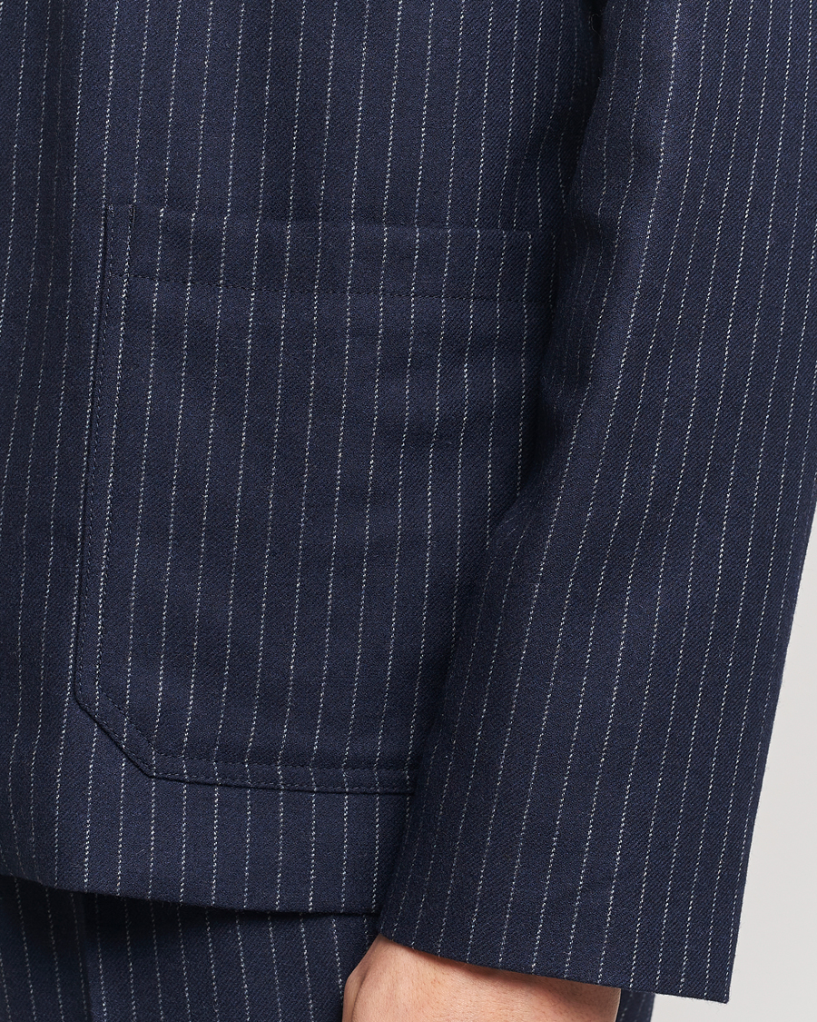 Herren | Jacken | A.P.C. | Wool Pinstriped Shirt Jacket Dark Navy