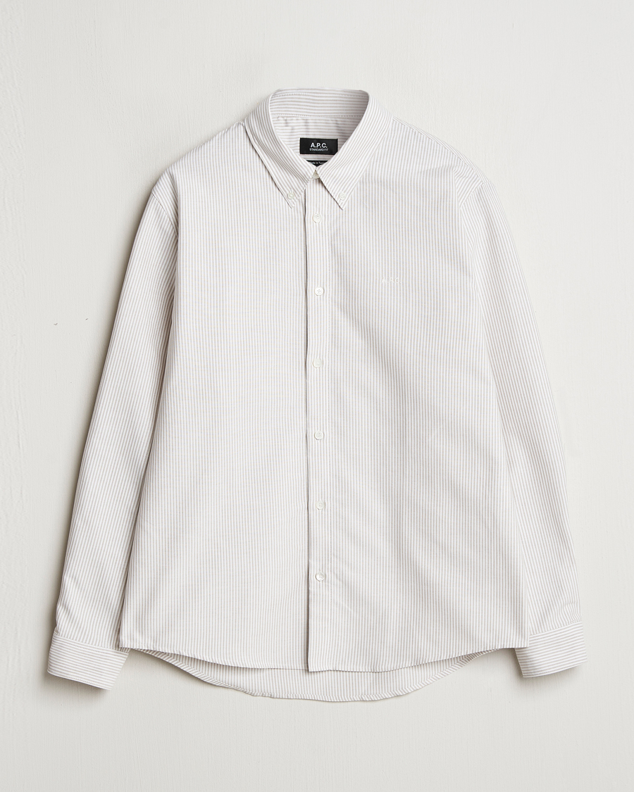 Herren | Hemden | A.P.C. | Greg Striped Oxford Shirt Beige/White