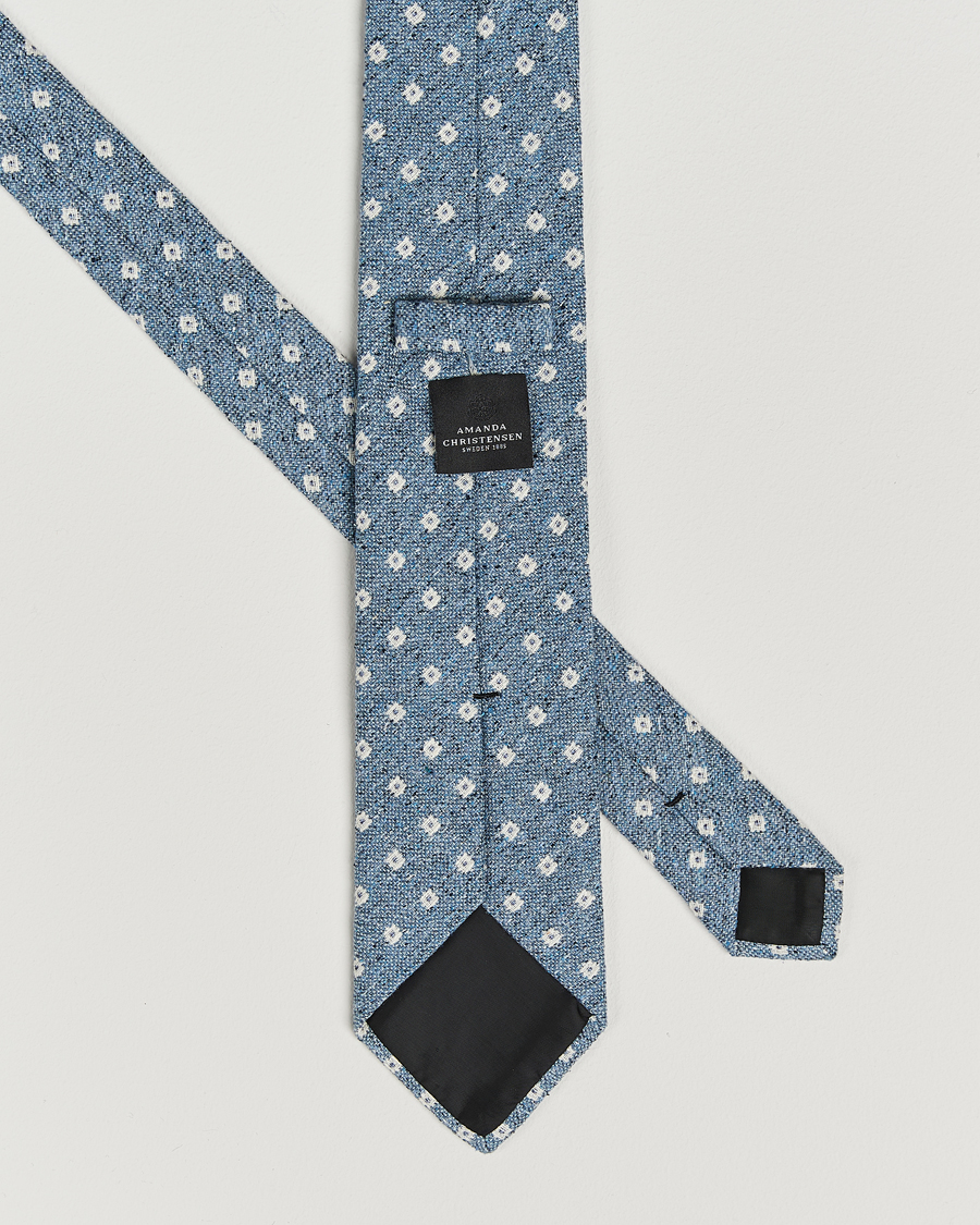 Herren | Amanda Christensen Silk/Cotton Bourette 8cm Tie Sky Blue | Amanda Christensen | Silk/Cotton Bourette 8cm Tie Sky Blue