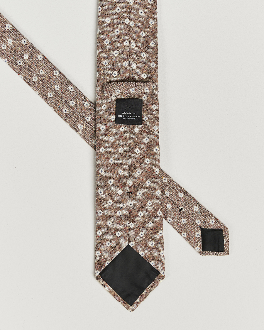 Herren | Amanda Christensen Silk/Cotton Bourette 8cm Tie Sand | Amanda Christensen | Silk/Cotton Bourette 8cm Tie Sand