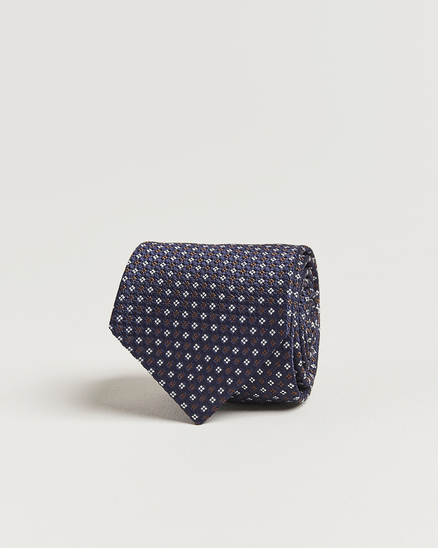Herren | Amanda Christensen Silk Printed Flower 8cm Tie Navy | Amanda Christensen | Silk Printed Flower 8cm Tie Navy