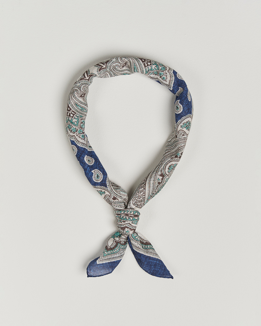 Herren | Amanda Christensen Cotton Voilé Printed Paisley Bandana Navy | Amanda Christensen | Cotton Voilé Printed Paisley Bandana Navy