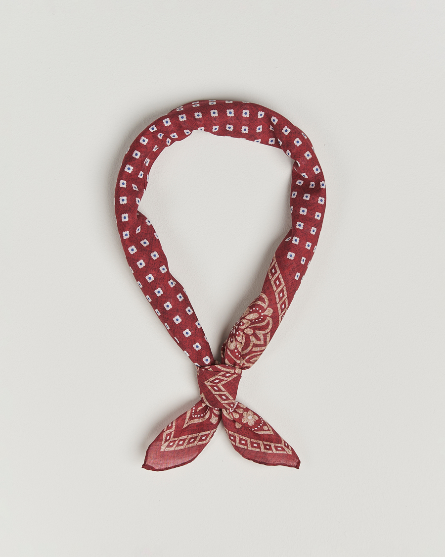 Herren | Amanda Christensen Cotton Voilé Printed Flower Bandana Bordeaux | Amanda Christensen | Cotton Voilé Printed Flower Bandana Bordeaux