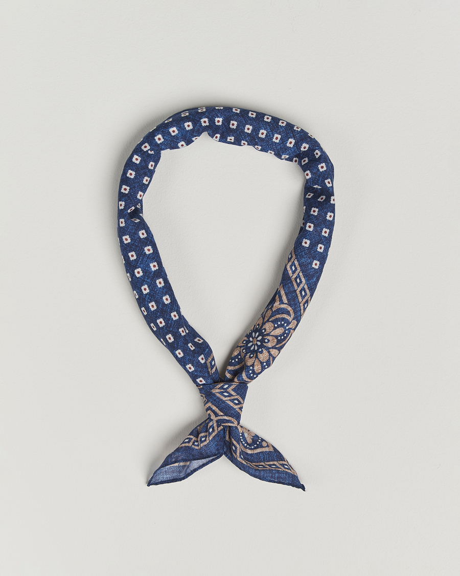 Herren | Amanda Christensen Cotton Voilé Printed Flower Bandana Navy | Amanda Christensen | Cotton Voilé Printed Flower Bandana Navy