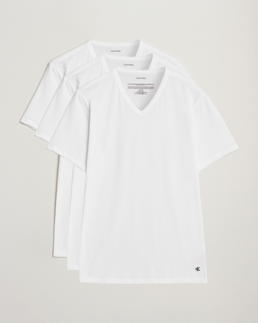 Herren | T-Shirts | Calvin Klein | 3-Pack Cotton Stretch V-Neck T-Shirt White