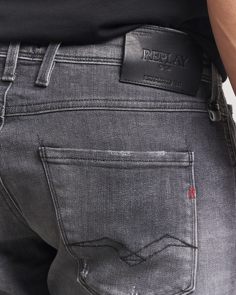 Herren | Jeans | Replay | Anbass Stretch Jeans Washed Black