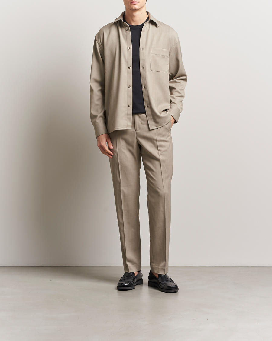 Herren | Hemden | Filippa K | Boxy Wool Twill Shirt Sage Melange