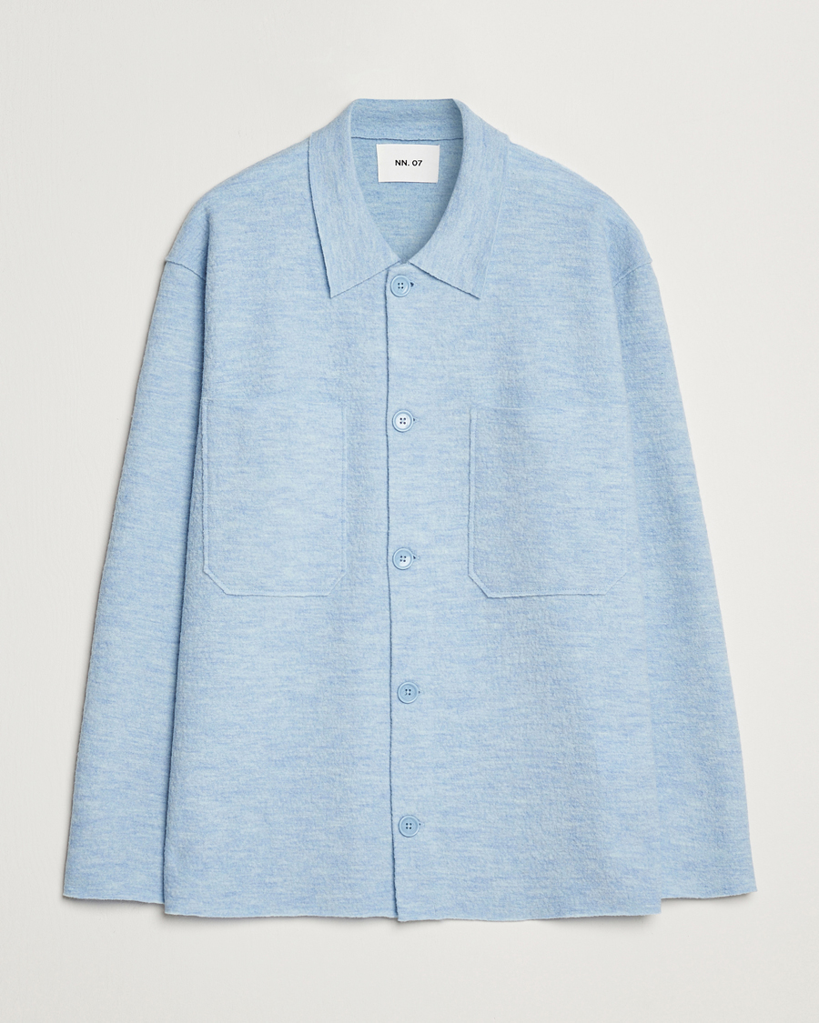 Herren | Pullover | NN07 | Jonas Boiled Wool Cardigan Powder Blue