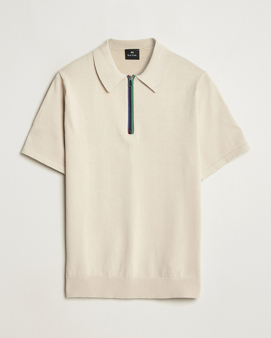 Herren | Poloshirts | PS Paul Smith | Cotton Knitted Half Zip Polo Off White