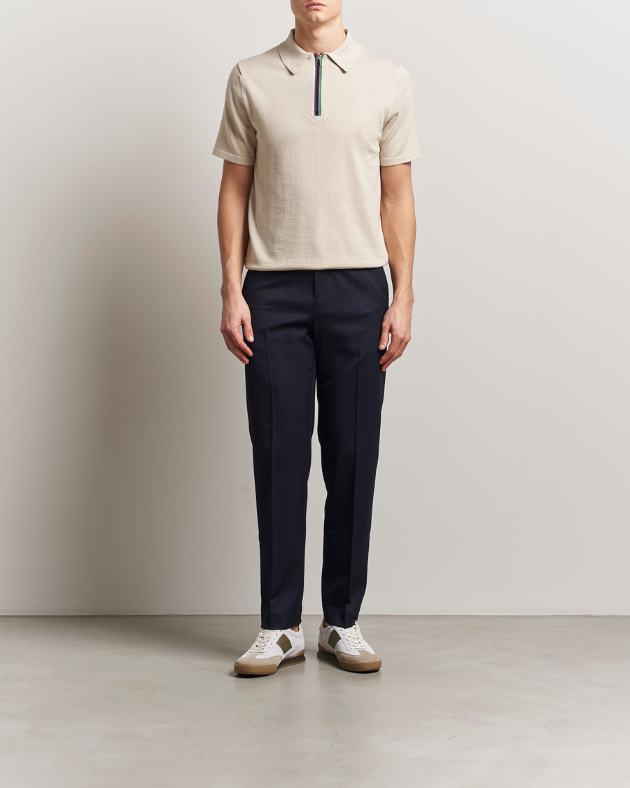 Herren | Poloshirts | PS Paul Smith | Cotton Knitted Half Zip Polo Off White