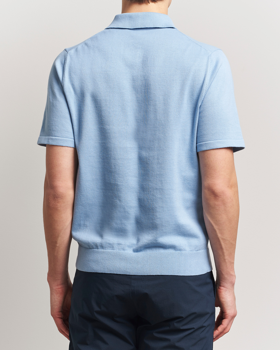 Herren | Poloshirts | PS Paul Smith | Cotton Knitted Half Zip Polo Light Blue