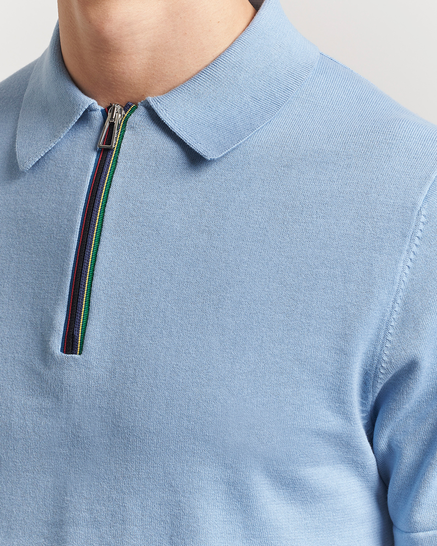 Herren | Poloshirts | PS Paul Smith | Cotton Knitted Half Zip Polo Light Blue