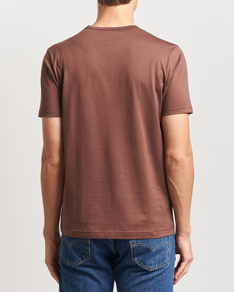 Herren | T-Shirts | Sunspel | Crew Neck Q82 Cotton T-Shirt Cocoa Brown