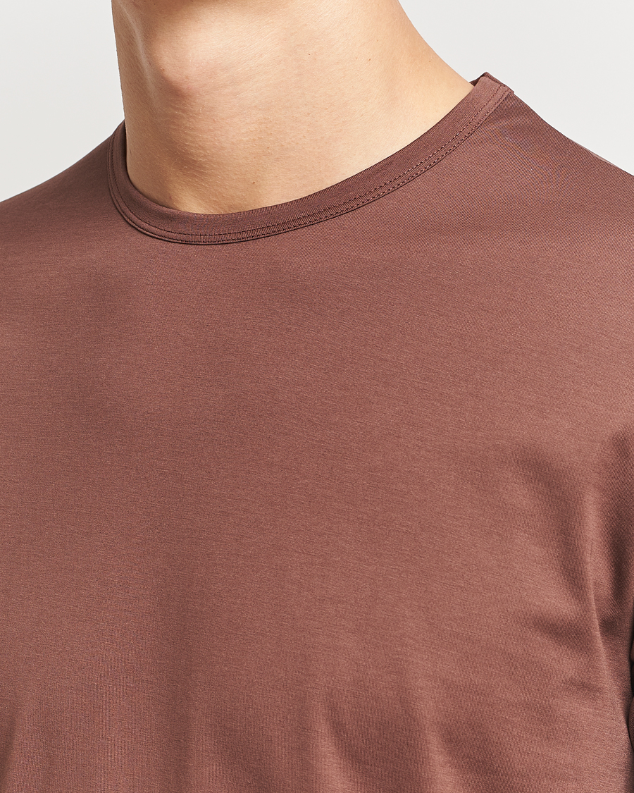 Herren | T-Shirts | Sunspel | Crew Neck Q82 Cotton T-Shirt Cocoa Brown
