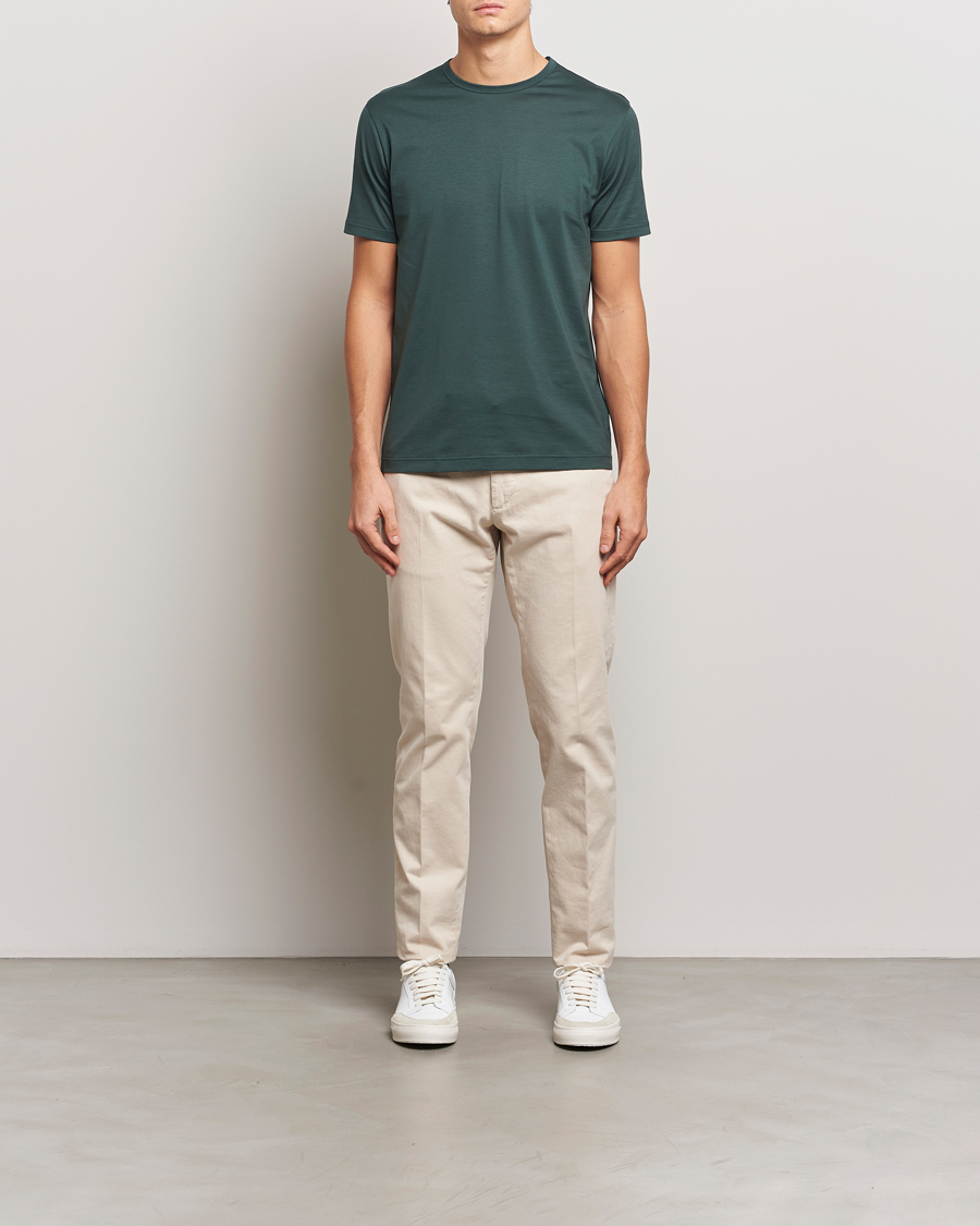Herren | T-Shirts | Sunspel | Crew Neck Q82 Cotton T-Shirt Holly Green