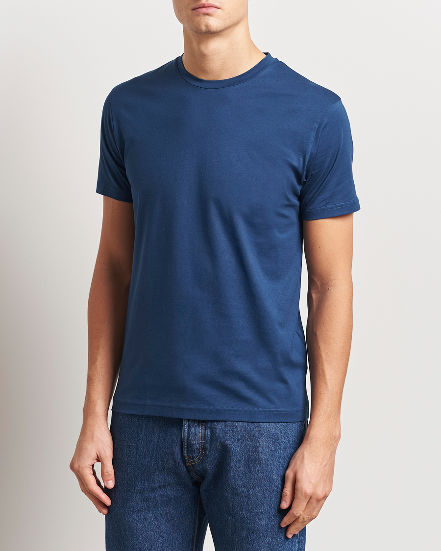 Herren | T-Shirts | Sunspel | Riviera Midweight T-Shirt Navy Blue