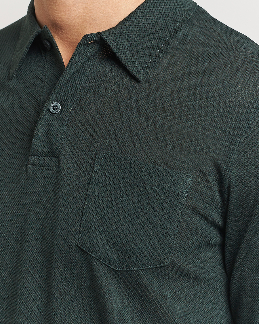 Herren | Pullover | Sunspel | Long Sleeve Riviera Polo Shirt Holly Green