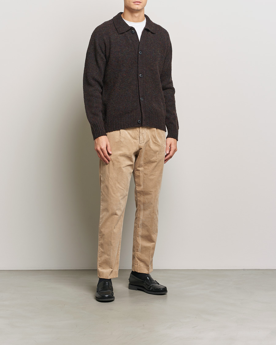 Herren | Pullover | Sunspel | Brushed Shetland Knitted Shirt Midnight Melange