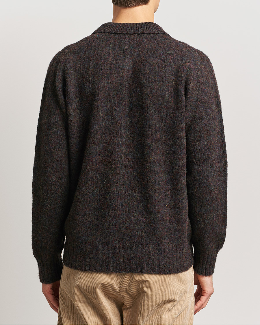 Herren | Pullover | Sunspel | Brushed Shetland Knitted Shirt Midnight Melange