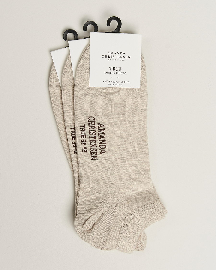 Herren | Unterwäsche | Amanda Christensen | 3-Pack True Cotton Sneaker Socks Sand Melange