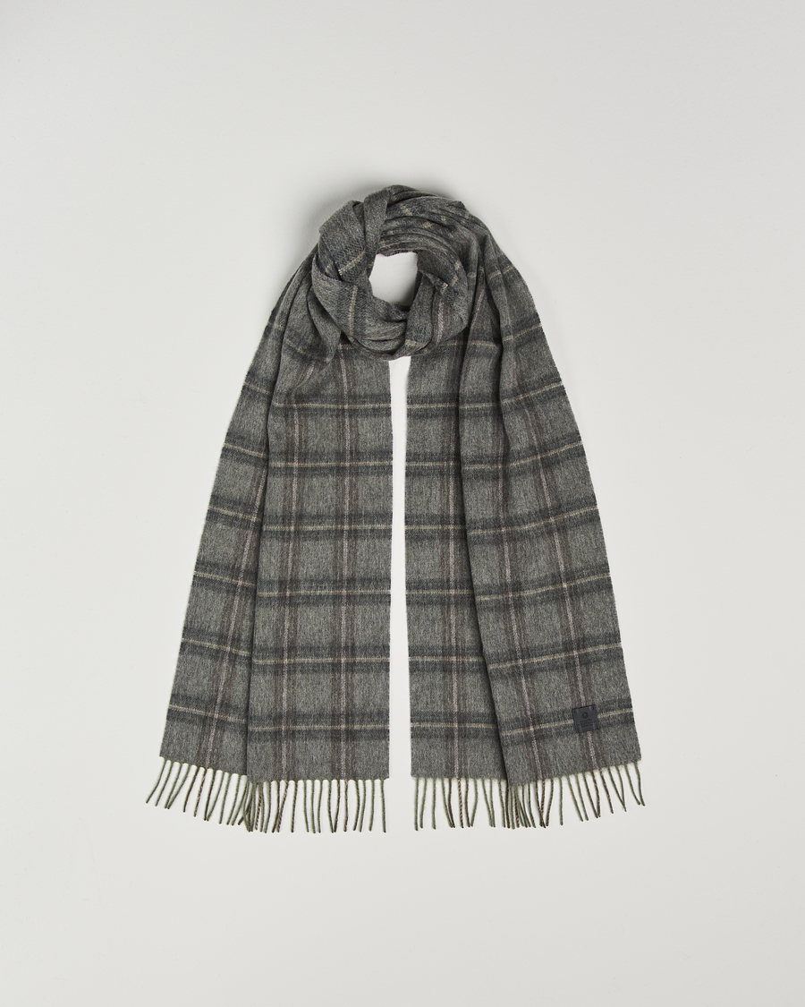 Herren | Amanda Christensen Wool Checked Scarf Olive Melange | Amanda Christensen | Wool Checked Scarf Olive Melange