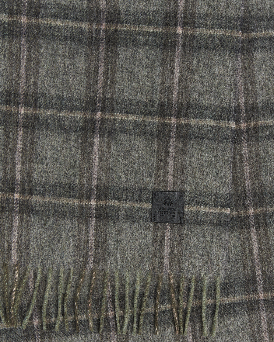 Herren | Amanda Christensen Wool Checked Scarf Olive Melange | Amanda Christensen | Wool Checked Scarf Olive Melange