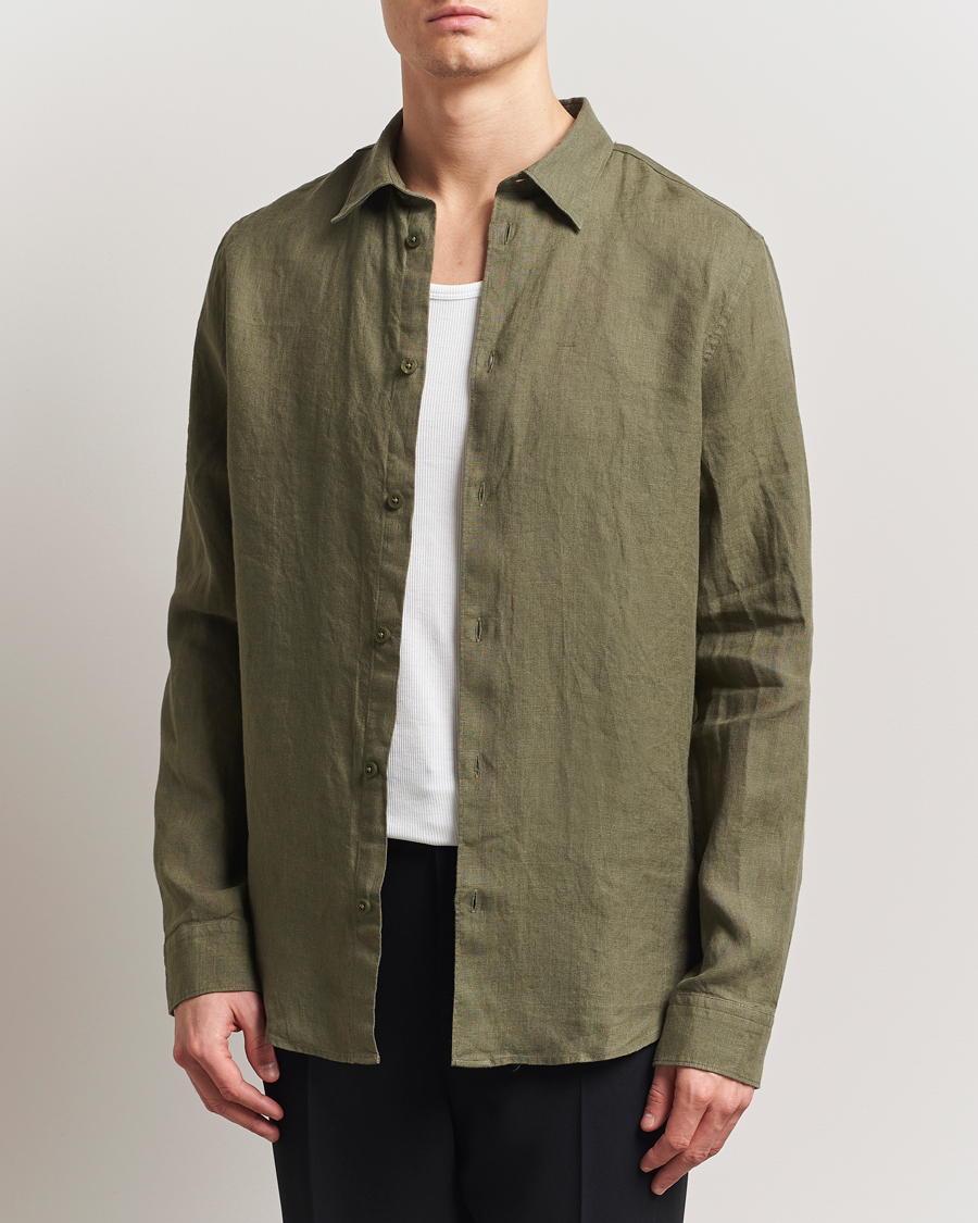 Herren | Hemden | NN07 | Enzo Linen Shirt Capers Green