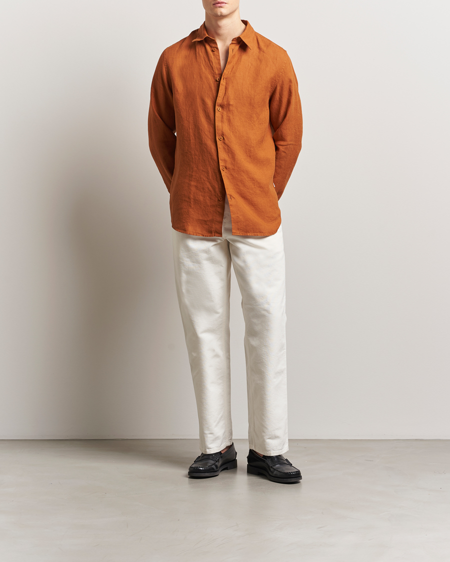 Herren | Hemden | NN07 | Enzo Linen Shirt Caramel