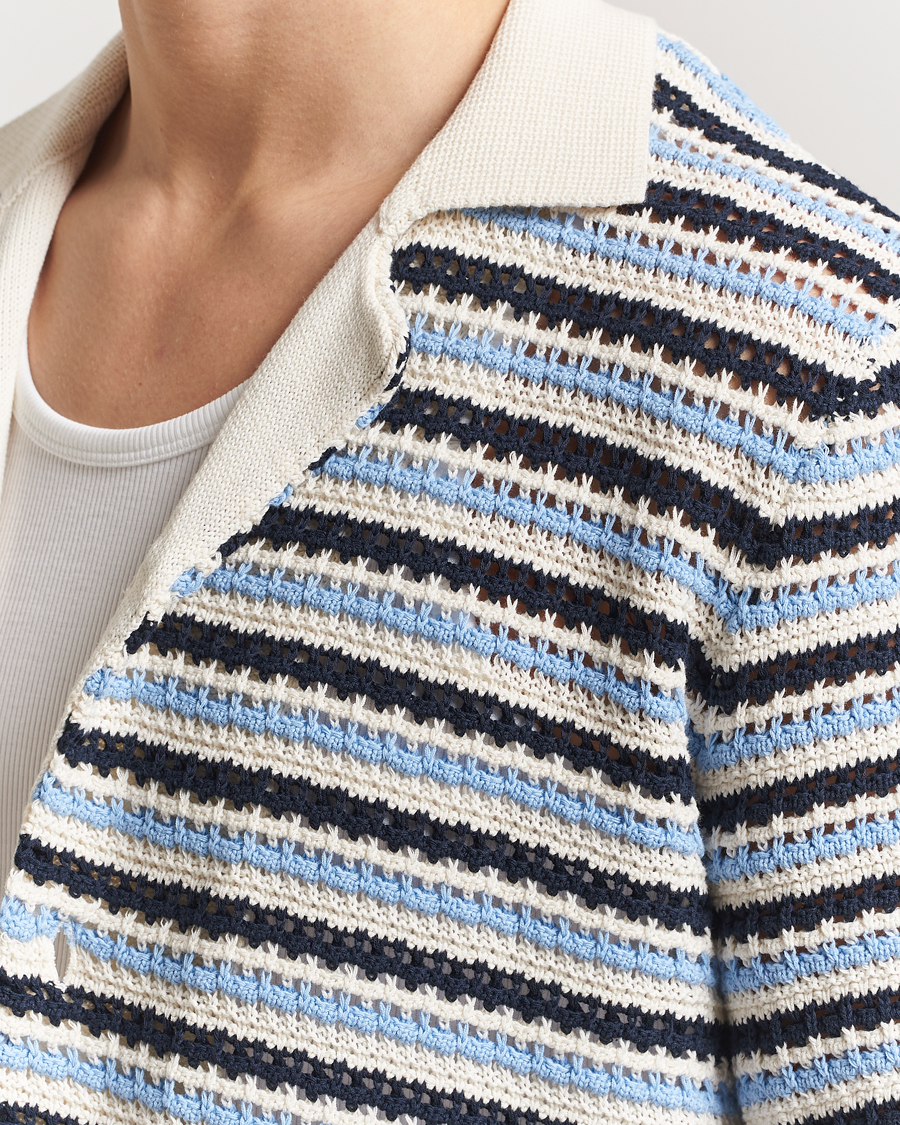 Herren | Hemden | NN07 | Henry Knitted Short Sleeve Shirt Blue Multi