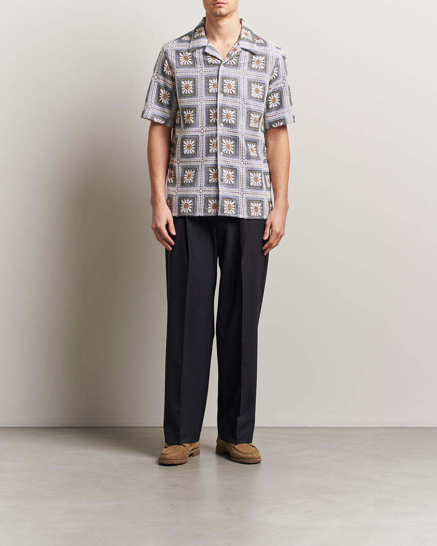 Herren | Hemden | NN07 | Julio Crochet Flower Short Sleeve Shirt Violette Multi