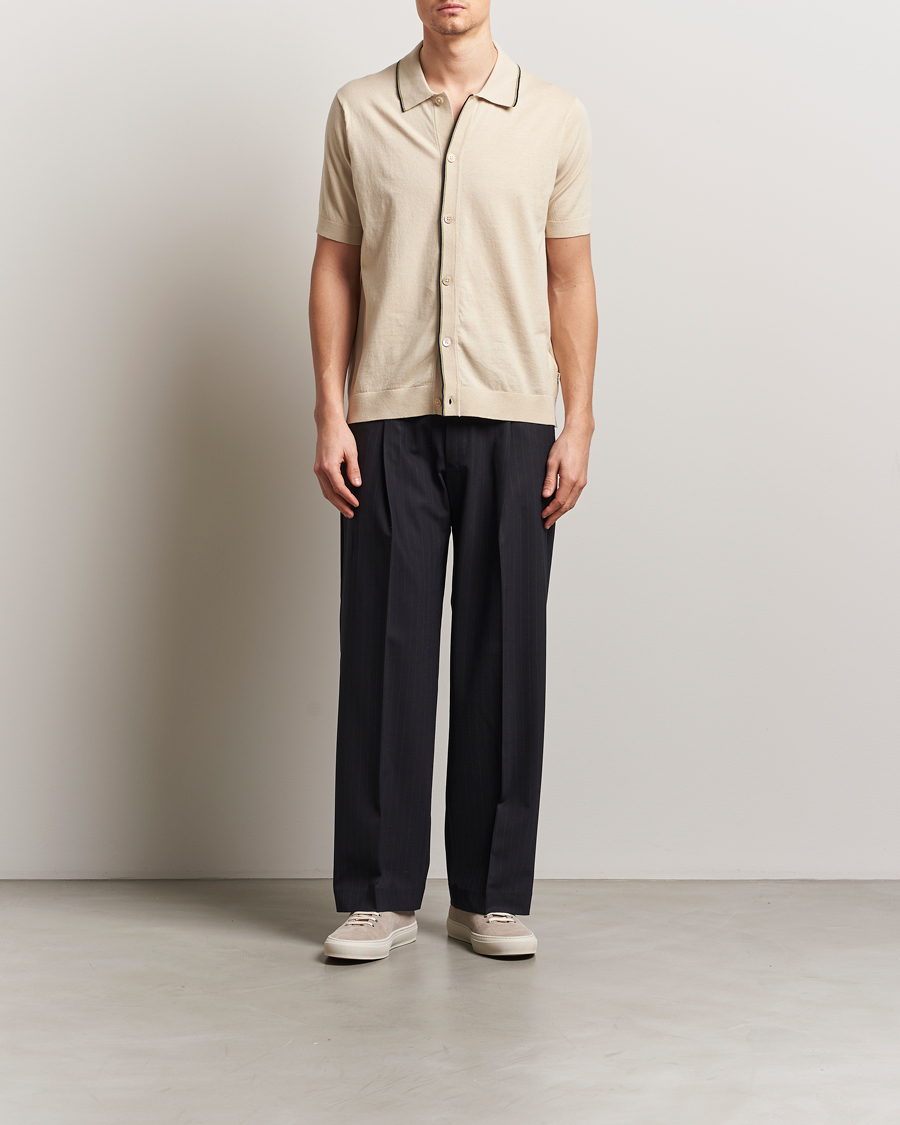 Herren | Hemden | NN07 | Nolan Paspoal Knitted Short Sleeve Shirt Ecru