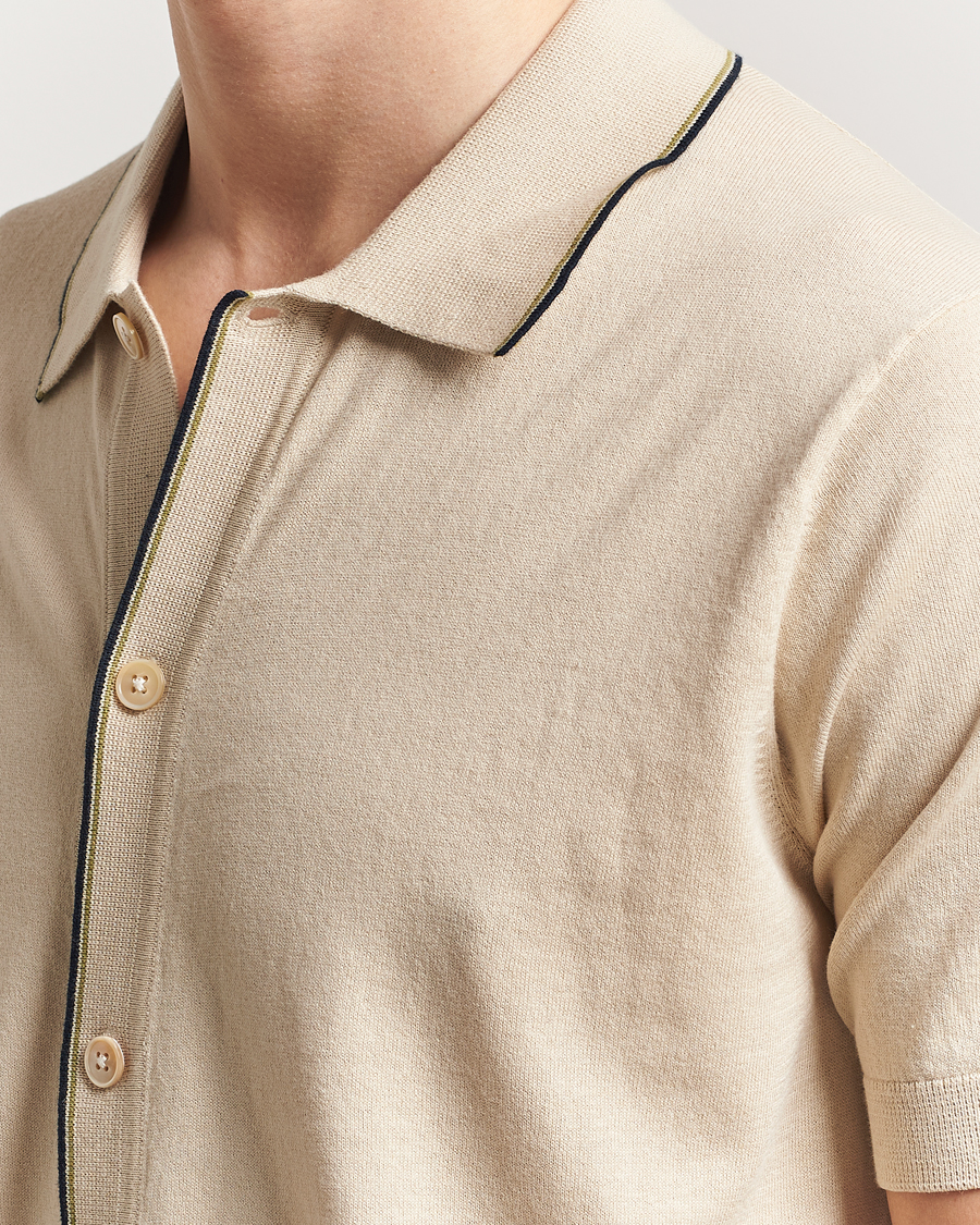 Herren | Hemden | NN07 | Nolan Paspoal Knitted Short Sleeve Shirt Ecru