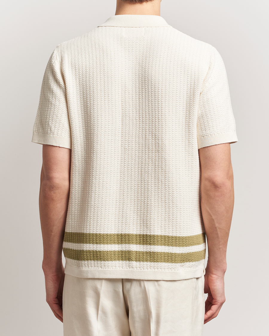 Herren | Hemden | NN07 | Ares Knitted Short Sleeve Shirt Ivory/Green