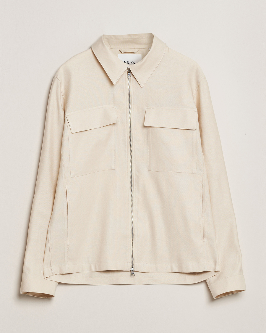 Herren | Hemden | NN07 | Alban Cotton/Linen Overshirt Ivory