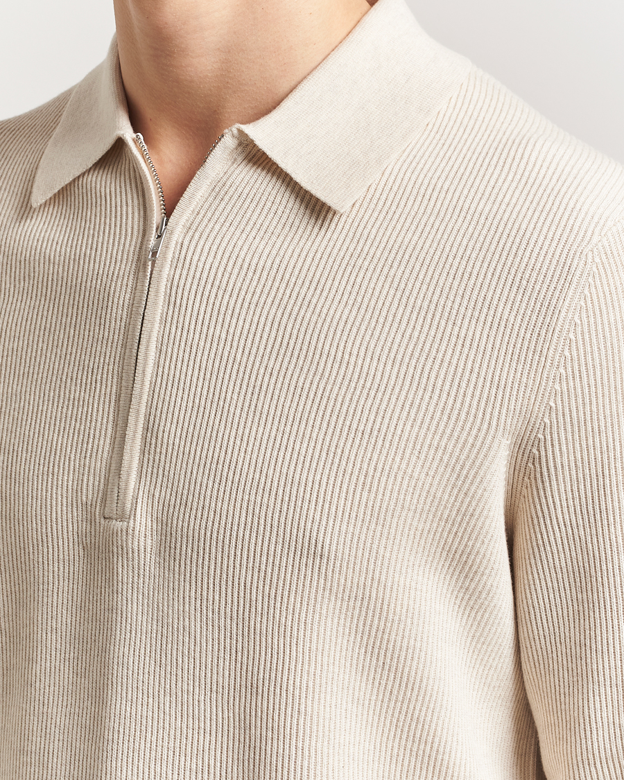 Herren | Pullover | NN07 | Hansie Ribbed Knitted Half Zip Ivory
