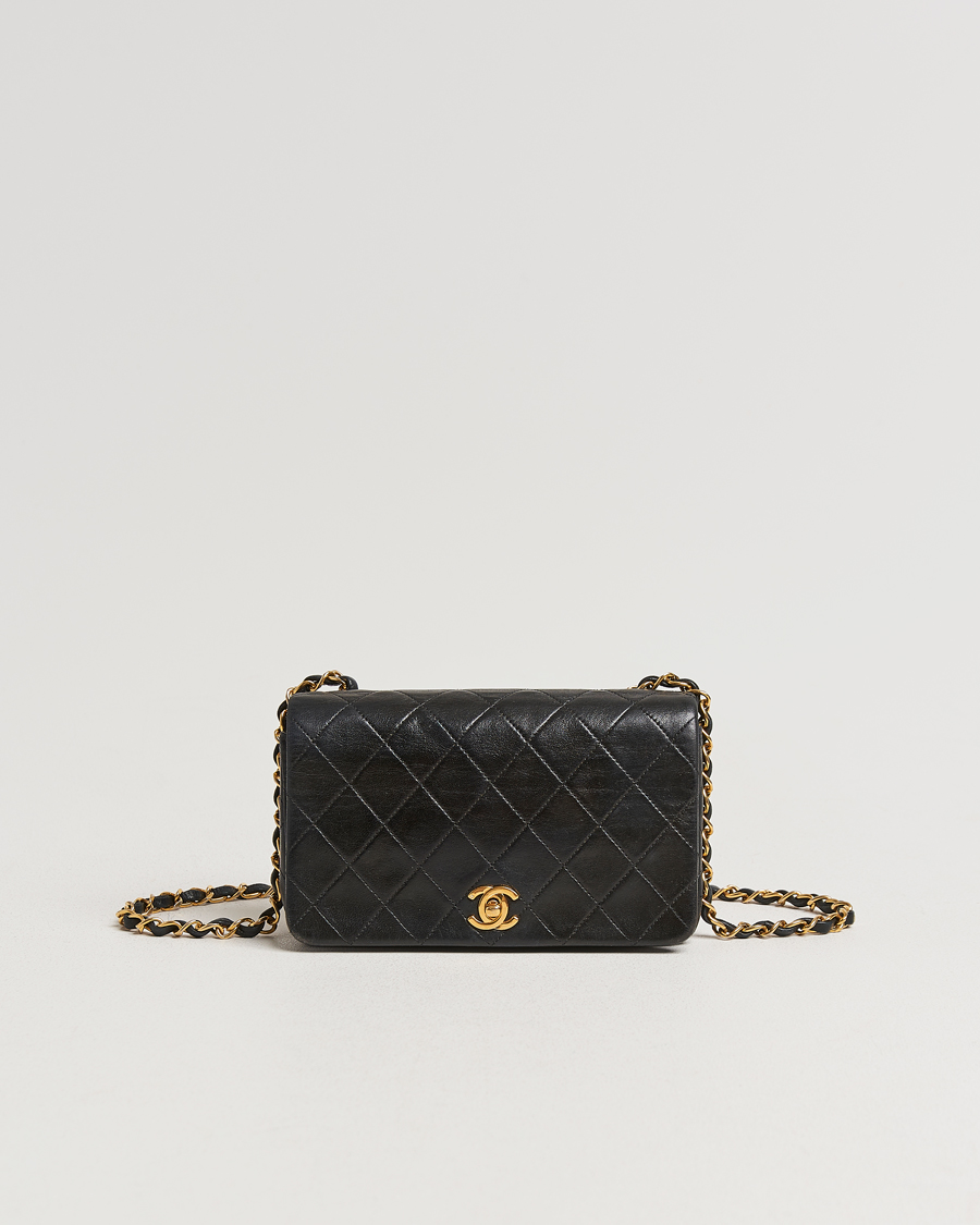 Herren | Chanel Pre-Owned Mini Single Full Flap Bag Black Lambskin | Chanel Pre-Owned | Mini Single Full Flap Bag Black Lambskin