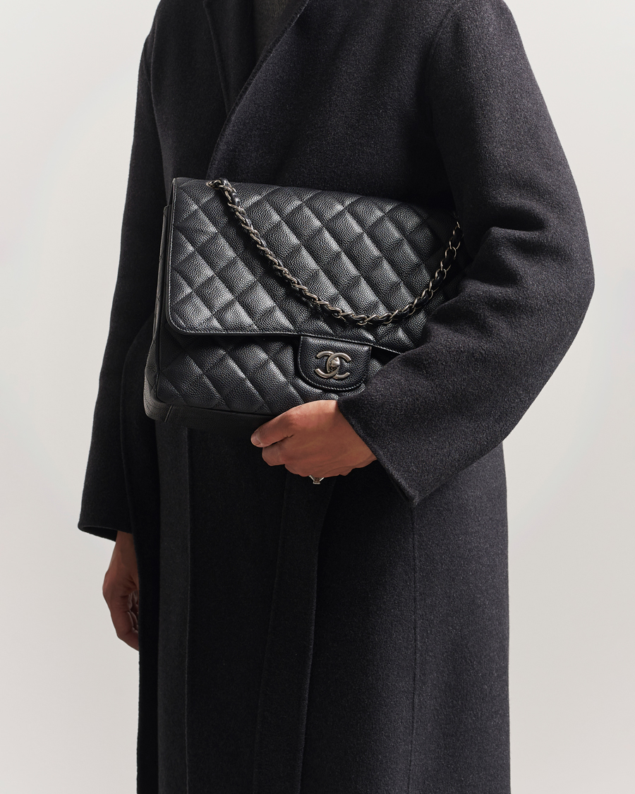 Herren | Chanel Pre-Owned Classic Single Flap Maxi Black Caviar | Chanel Pre-Owned | Classic Single Flap Maxi Black Caviar