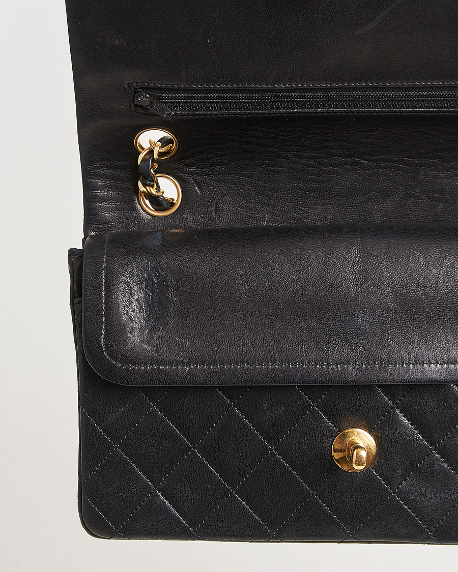 Herren | Chanel Pre-Owned Matelassé Small Double Flap Bag Black Lambskin | Chanel Pre-Owned | Matelassé Small Double Flap Bag Black Lambskin