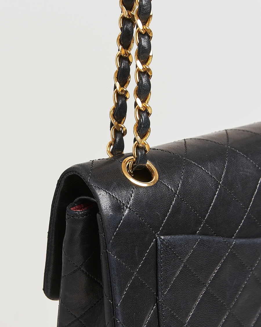 Herren | Chanel Pre-Owned Matelassé Small Double Flap Bag Black Lambskin | Chanel Pre-Owned | Matelassé Small Double Flap Bag Black Lambskin