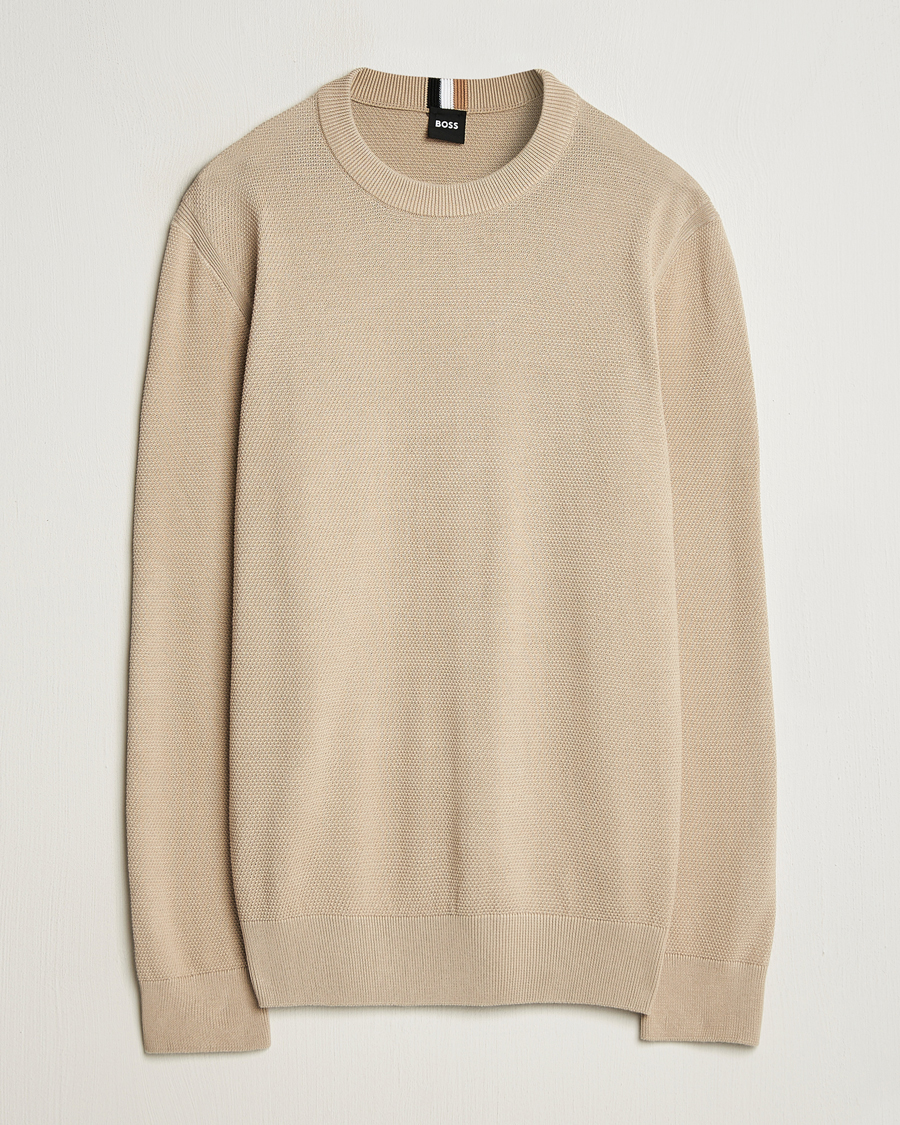 Herren | Pullover | BOSS BLACK | Ecaio Knitted Sweater Light Beige