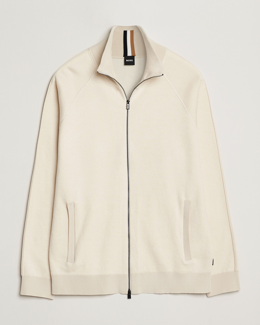 Herren | Pullover | BOSS BLACK | Domico Knitted Full Zip Open White