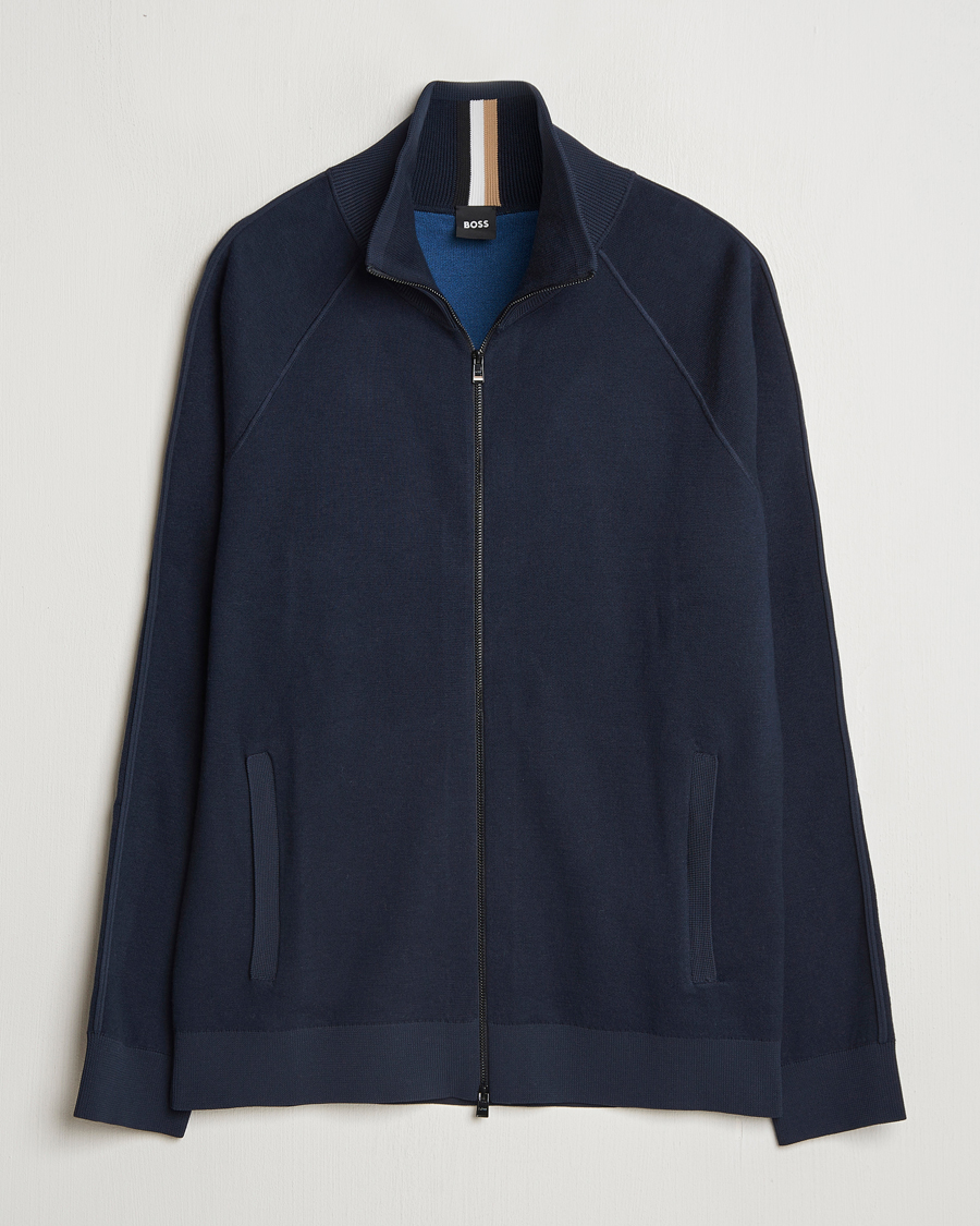 Herren | Pullover | BOSS BLACK | Domico Knitted Full Zip Dark Blue