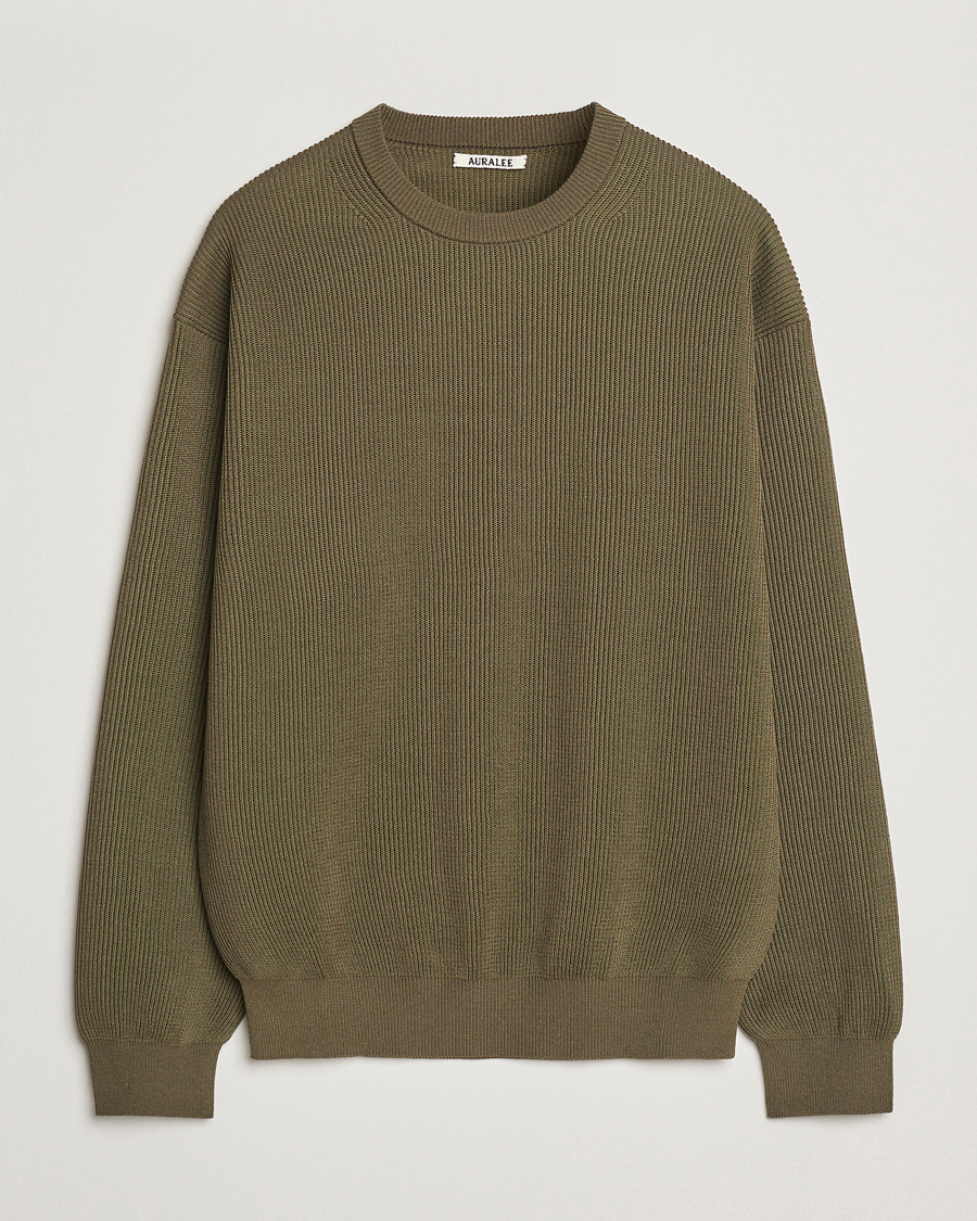 Herren | Pullover | Auralee | Cotton Rib Crew Neck Khaki
