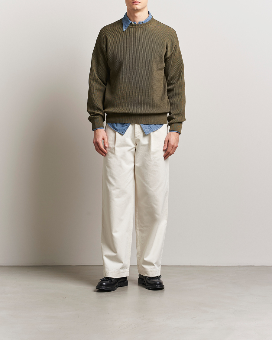 Herren | Pullover | Auralee | Cotton Rib Crew Neck Khaki